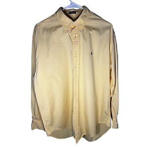 Norsport Yellow Button-Down Long Sleeve Shirt M 100% Cotton Made In Malaysia